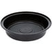 A black round plastic bowl with a lid.