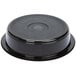 A black plastic container with a round lid.