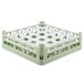 A Vollrath light green plastic glass rack with 25 medium compartments.