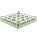 A white and green plastic Vollrath Signature glass rack with 16 compartments.