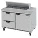 A Beverage-Air commercial refrigerator with two doors and two drawers.