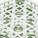 A white and green Vollrath 52718 Signature glass rack with compartments.