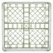 A white and green plastic Vollrath medium glass rack with a grid pattern.