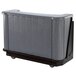 A grey and black Cambro portable bar on wheels.