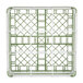 A white and green plastic Vollrath glass rack with compartments.