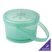 A jade green plastic GET soup container with a lid.