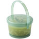 a green plastic container with handle