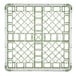 A white and green plastic Vollrath glass rack with 49 compartments.