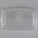 A clear plastic Sabert catering tray with a high dome lid.