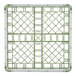 A white and green plastic Vollrath glass rack with 25 compartments.