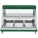 A green Hatco countertop food warmer with glass doors.