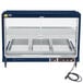A blue Hatco countertop food warmer with glass doors.