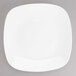 A Tuxton AlumaTux Pearl White square china plate with a white rim.