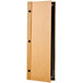 A brown rectangular Menu Solutions menu cover with black screw posts.