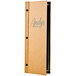 A brown Menu Solutions Chicago screw-post menu cover with a logo on it.
