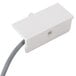 A white rectangular Magnetic Bin Switch Assembly with a gray wire.