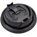 A black Dart lid with a reclosable tab.