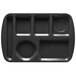 GET TL-151 Black Melamine 9 1/2 inch x 14 3/4 inch Left Hand 6 Compartment Tray - 12/Pack