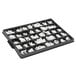 A black tray with white Helvetica letters and numbers.