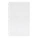 A clear vinyl three-hole sheet protector designed to fit 8 1/2" x 14" paper.