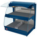 A blue Hatco countertop food warmer with two shelves on a counter.