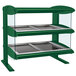 A Hunter Green Hatco heated zone merchandiser with double glass shelves.