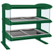 A Hunter Green Hatco countertop heated zone merchandiser with glass shelves.