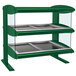 A Hunter Green Hatco heated zone merchandiser with glass shelves.