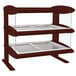 An Antique Copper Hatco heated zone merchandiser with three glass shelves.