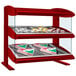 A red Hatco countertop food display case with food in it.