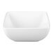 A white square porcelain bowl with a smooth finish.