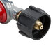A red and black Backyard Pro gas regulator with a red nozzle.