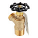 A brass fill valve for Bunn coffee urns with a black and gold handle.