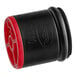 A black and red Bunn check valve cap with a red lid.