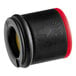 A black and red plastic check valve for Bunn Iced Tea Brewers with a yellow center and red cap.