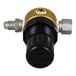 A black and gold Bunn regulator valve assembly with a black plastic cap and a screw.
