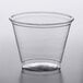 A Solo Ultra Clear clear plastic squat cup on a table.