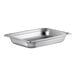 A Vollrath stainless steel hotel pan on a counter.