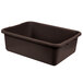 A dark brown Cambro polyethylene bus tub.