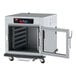 A Metro C5 undercounter heated holding and proofing cabinet with a clear door open.