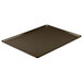 A close-up of a brown Cambro dietary tray with a black bottom.