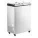 A silver rectangular Excellence FT-4 ice cream storage freezer with a black top.