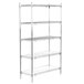 A chrome Metro wire shelving unit with four shelves.