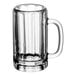 A case of 12 clear glass Libbey beer mugs with handles.