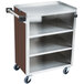 A Lakeside stainless steel utility cart with three shelves on wheels.