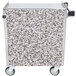 A Lakeside stainless steel utility cart with a gray sand finish and wheels.