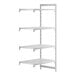 A white Cambro Camshelving® Premium vented add on unit shelf with shelves.