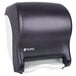 A black San Jamar Tear-N-Dry hands free paper towel dispenser on a white background.