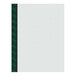 A sheet of white menu paper with a textured surface and a green woven border along the left edge.