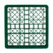 A green plastic Vollrath Traex glass rack with black holes in a grid pattern.